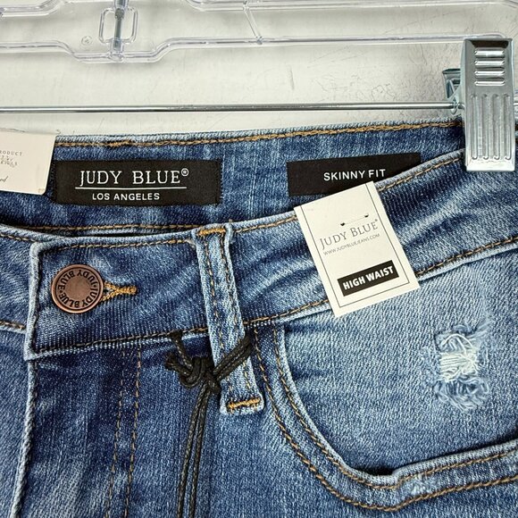 NWT Judy Blue High Waist Skinny Fit Jeans Lemon Patch Distressed Size 5 27 NEW - Picture 7 of 12